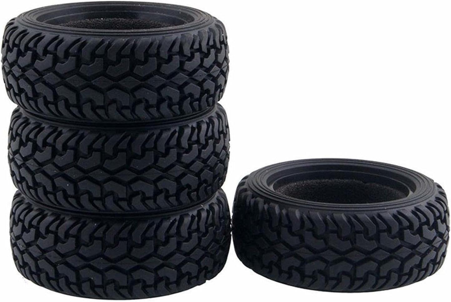 1/10 RC On-Road Car Tyres,WONFAST 4PCS 75mm Rally Grain Car Rubber Tires Sponge Insert for 1:10 RC On Road Run-flating Racing Ca