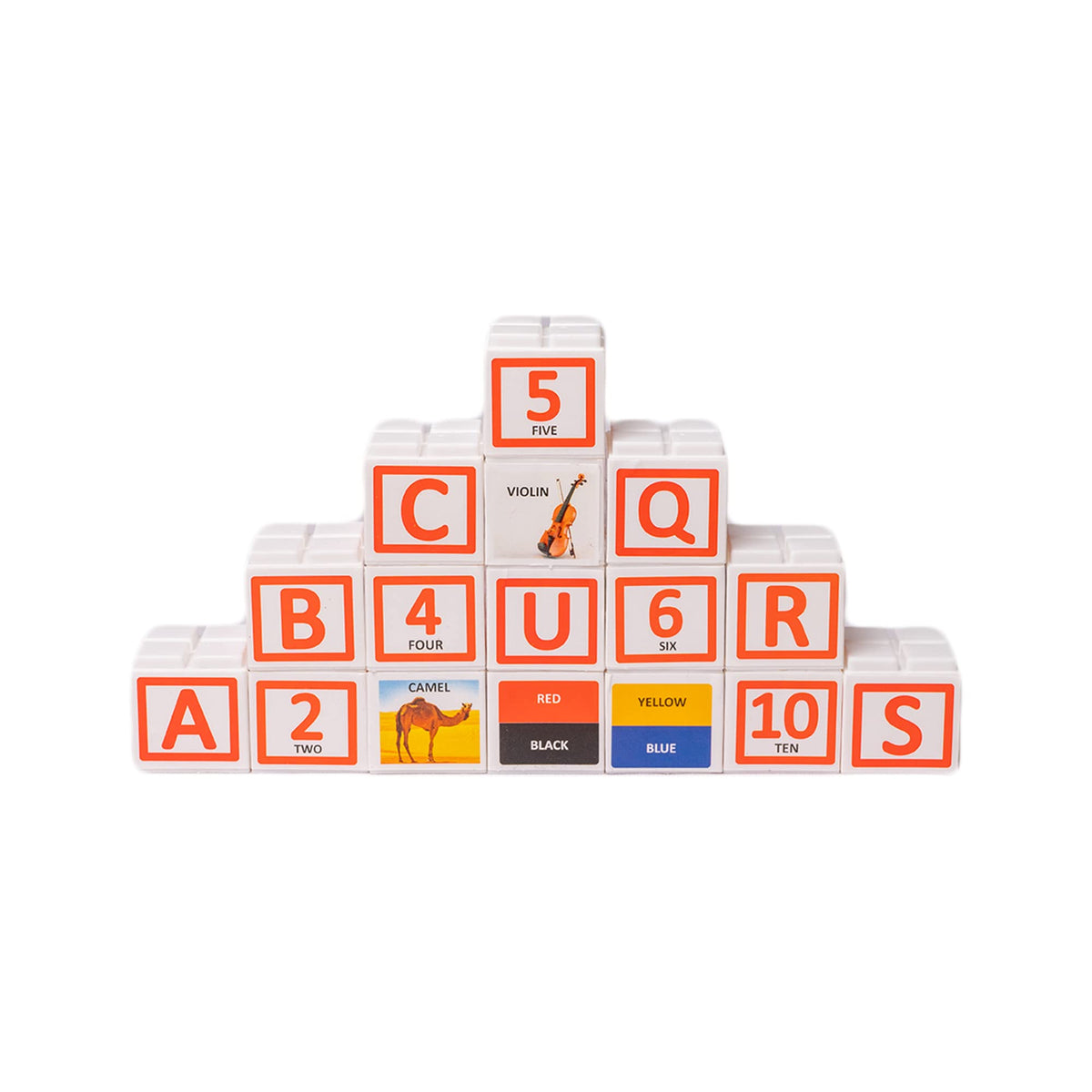 TOYZTREND Educational Plastic Apple Blocks Alphabets & Numbers Along with Pictures for Kids Ages 3+,Multi
