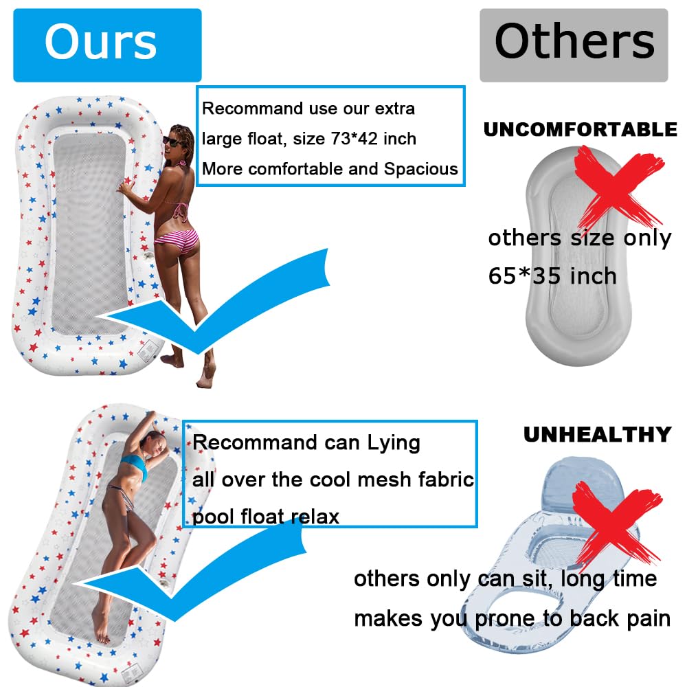 Poorafters White Ultra-Comfort Cooling Pool Float Lounge Extra-Large Fabric-Covered Inflatable Raft With Cup Holder Floating Lou