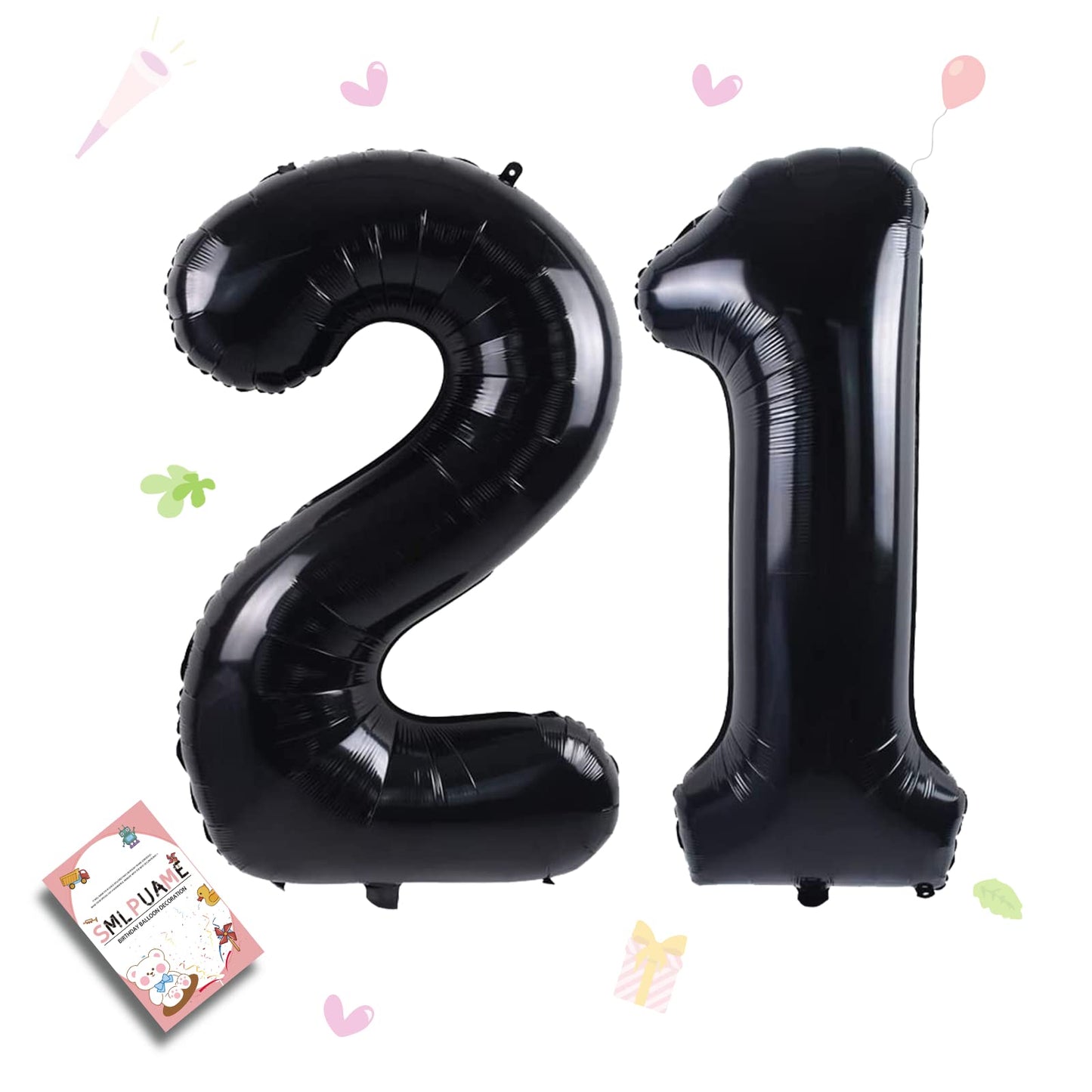 Smlpuame 40 Inch Number Balloon 0-9 Black Large Number 21 Balloons,Digital Balloons For Birthday Party Celebration Decorations S