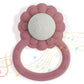 Dirbabi Rattle Teether, Lion Shape Montessori Baby Sensory Teething Toys, Food Grade Silicone Bpa Free, Newborn Essentials Must Haves (Shifting Sand Powder Rose)