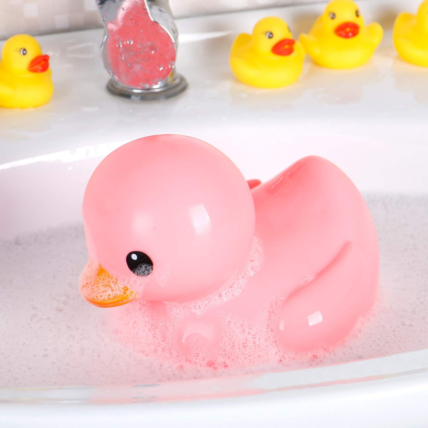 Liberty Imports XL Jumbo Rubber Duck Bath Toy - 8-Inch Waterproof Pink Duck for Kids, Baby Shower, Party Gift
