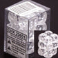 Chessex Dice d6 Sets: Clear with White Translucent - 16mm Six Sided Die (12) Block of Dice