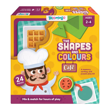 Bloomingo Shapes And Colours On My Cafe : Interactive Puzzle With 20+ Pieces, Matching Cards & Activity Sheet | Fun & Educationa