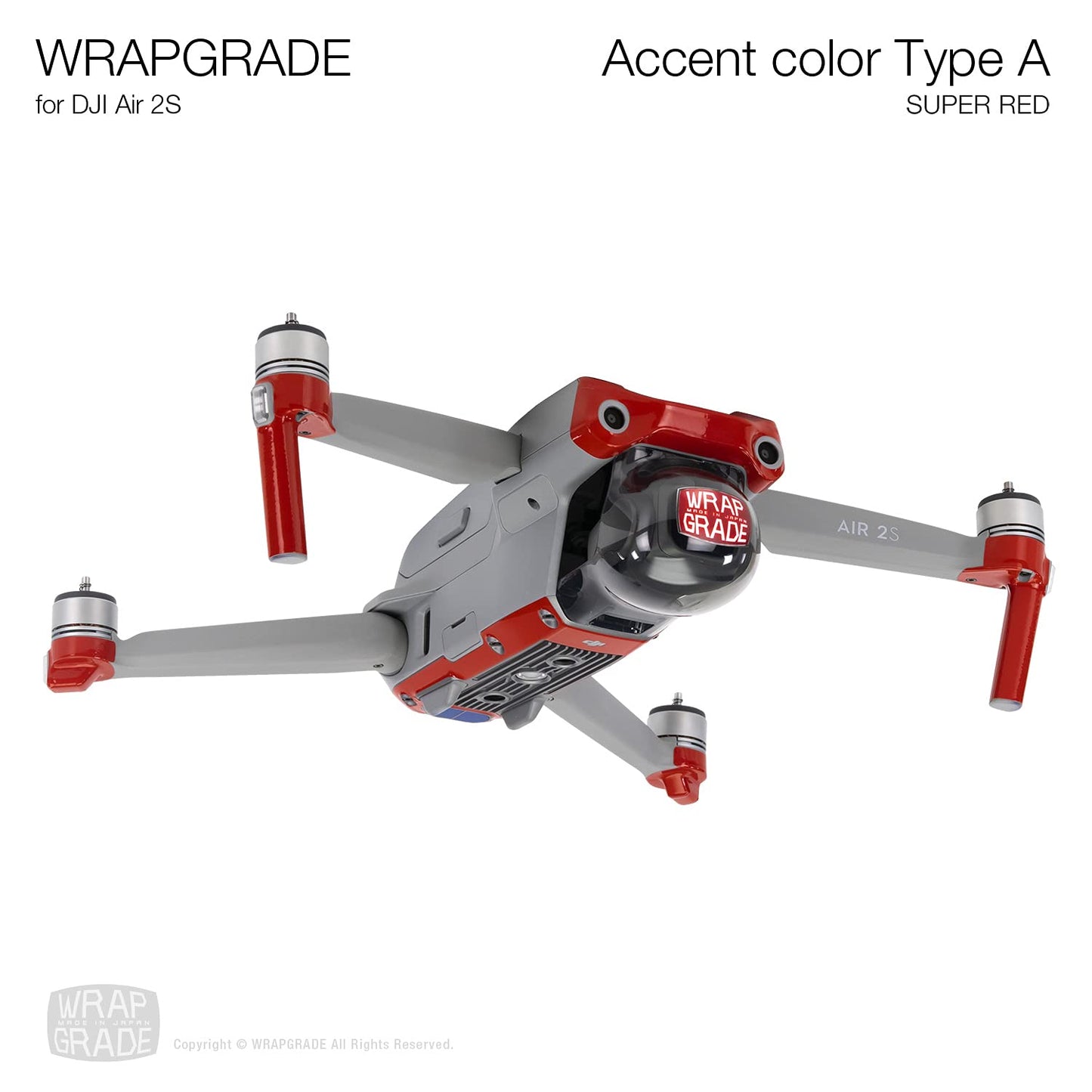 Wrapgrade Skin Compatible With Dji Air 2S | Accent Color A (Super Red)