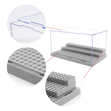 Minifigure Display Case For Action Figures Blocks, Dustproof Acrylic Display Box Storage With 3 Movable Steps For Collection Mod