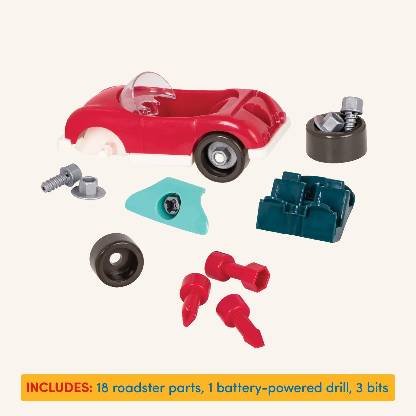 Battat - Toddler Construction Toys - Developmental Toy Vehicle Kit - Sports Car Building Set - Screwdriver And Tools - 3 Years +