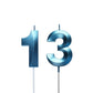 Blue 13th Birthday Candles, Number 13 Cake Topper for Birthday Decorations Party Decoration