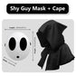 Varuotu Shy Guy Mask White Anime Mask Halloween Mask Funny Face Mask Halloween Costume Cosplay Props Accessories (Boy+Black Cloa