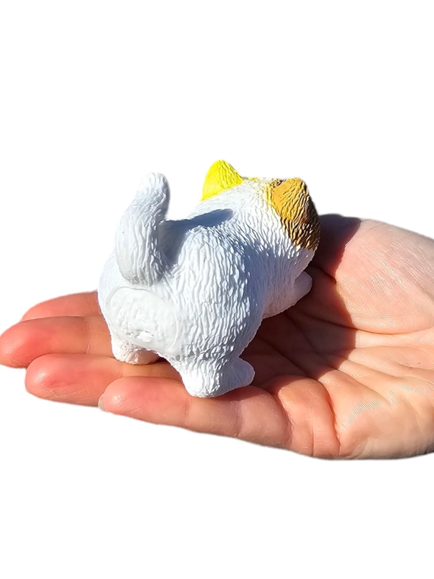 Squishy Stretchy Cat (3.5' To 6.5') Rubber Fidget Sensory Toy Filled With Sand. Great Stress Relief Cat Toy For Kids, Adults And Pets. (White Cat)