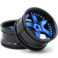 hobbysoul 2pcs RC 1/10 Aluminum Alloy Wheel Rims 12mm Hex Adjustable Offset Black & Blue for On-Road Drift Touring Cars