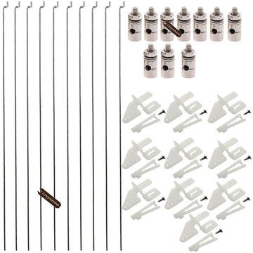 Ltvystore 10Pcs Adjustable Pushrod Connector Linkage Stopper 1.3Mm & 10Pcs Nylon Control Horns 21X10 Mm & 10Pcs 1.2 X 210Mm Z Pu