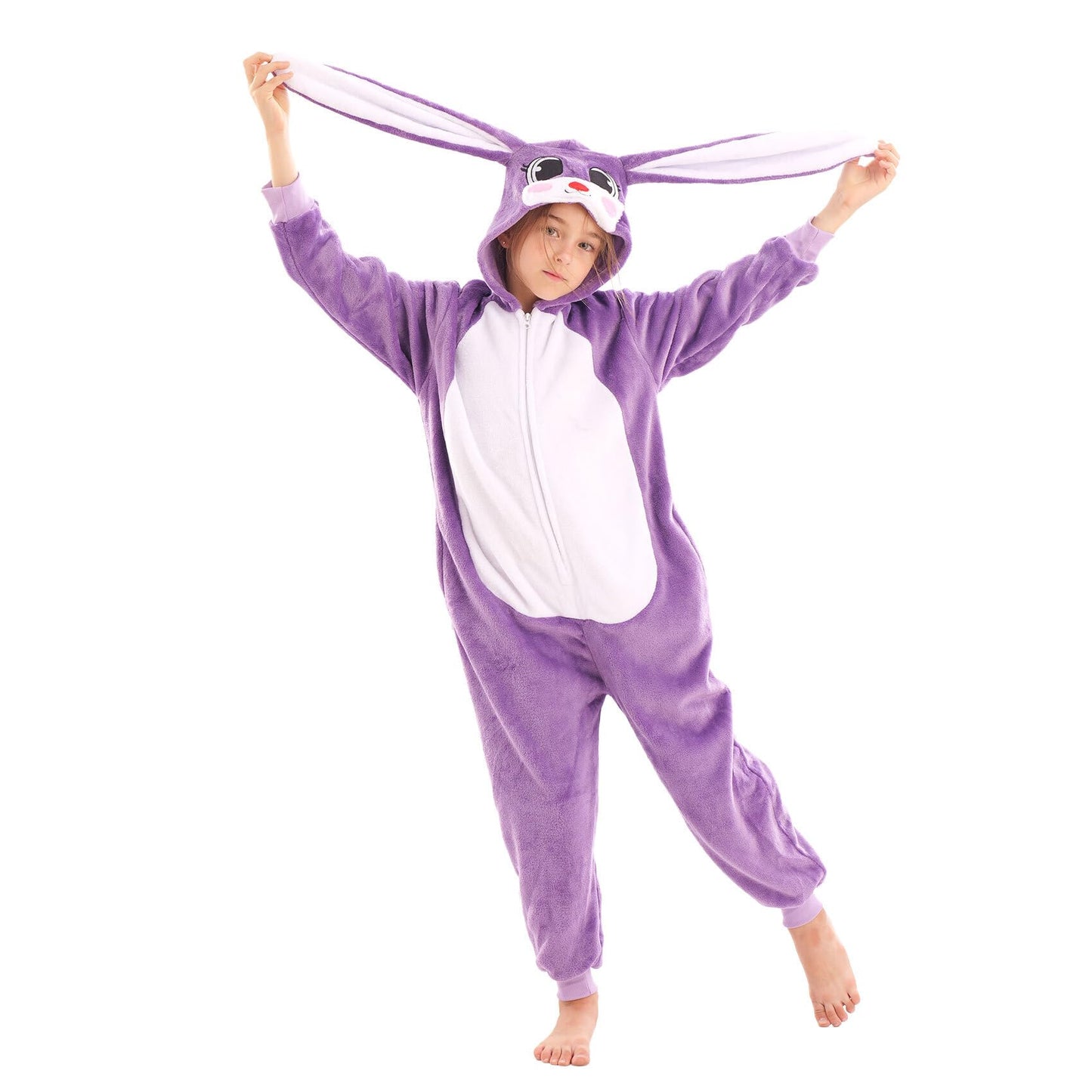 TYONMUJO Animal Onesie Costume for Kids Halloween Costumes for Girls Boys Cosplay Outfit Rabbit Bunny Purple 130
