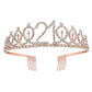 21St Birthday Tiaras And Crowns For Women Girls, Birthday Decorations Rose Gold Sash Crystal Tiara Party Supplies