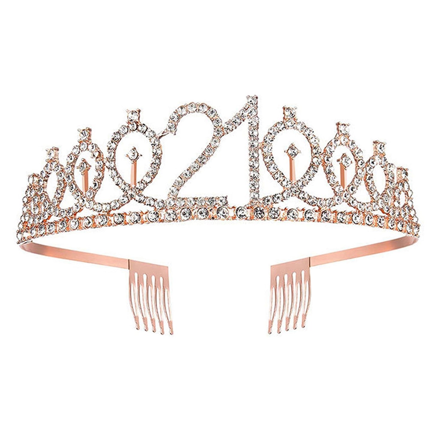21St Birthday Tiaras And Crowns For Women Girls, Birthday Decorations Rose Gold Sash Crystal Tiara Party Supplies