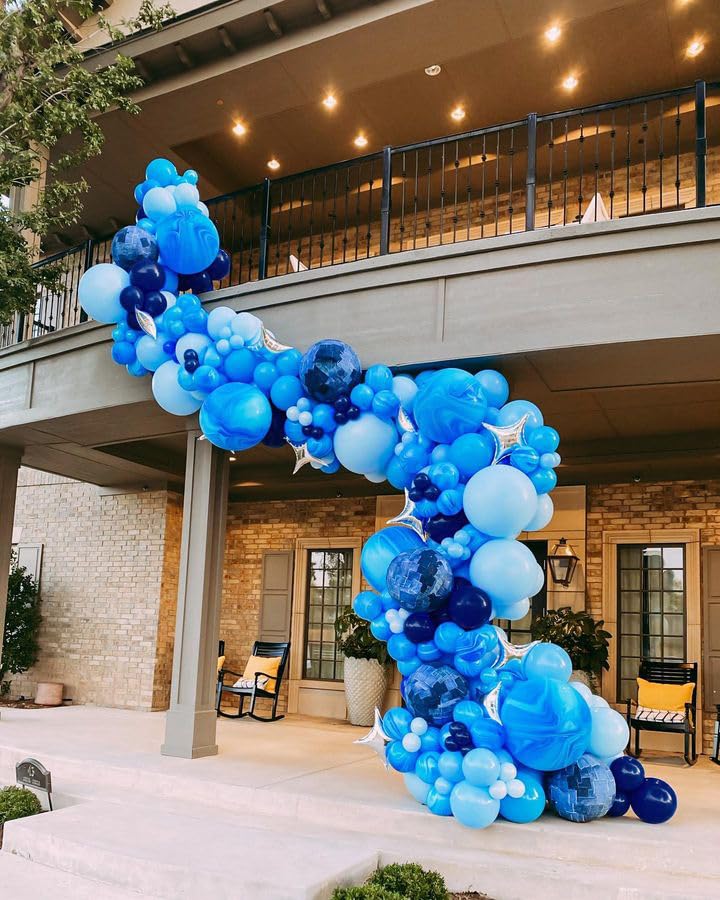 Bezente Blue Balloons Set,60Pcs 12 Inch Metallic Blue Pearl Blue Navy Blue Pastel Blue Latex Balloons Kit For Birthday,Baby Show