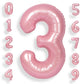 Suwen 40 Inch Pink Large 3 Number Balloons Big Foil Helium Number Balloons 0-9 Jumbo Happy 3Rd Mylar Birthday Party Decorations