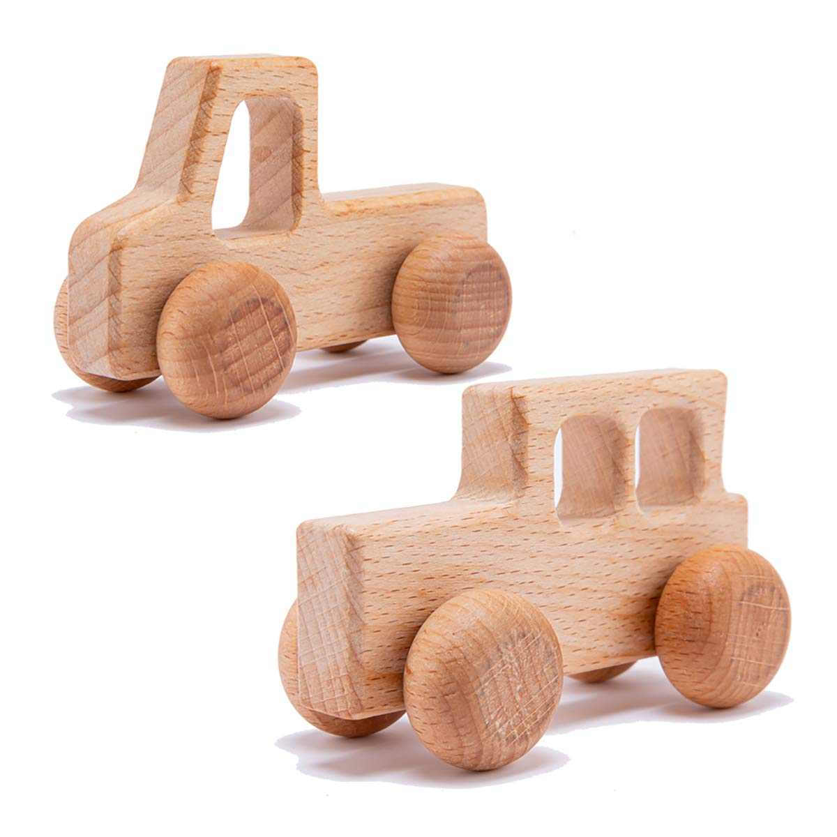 2Pc Truck Shape Wooden Rattles Baby Teether Toys Montessori Inspired Teething Push Toys Perfect Shower Gift For Baby