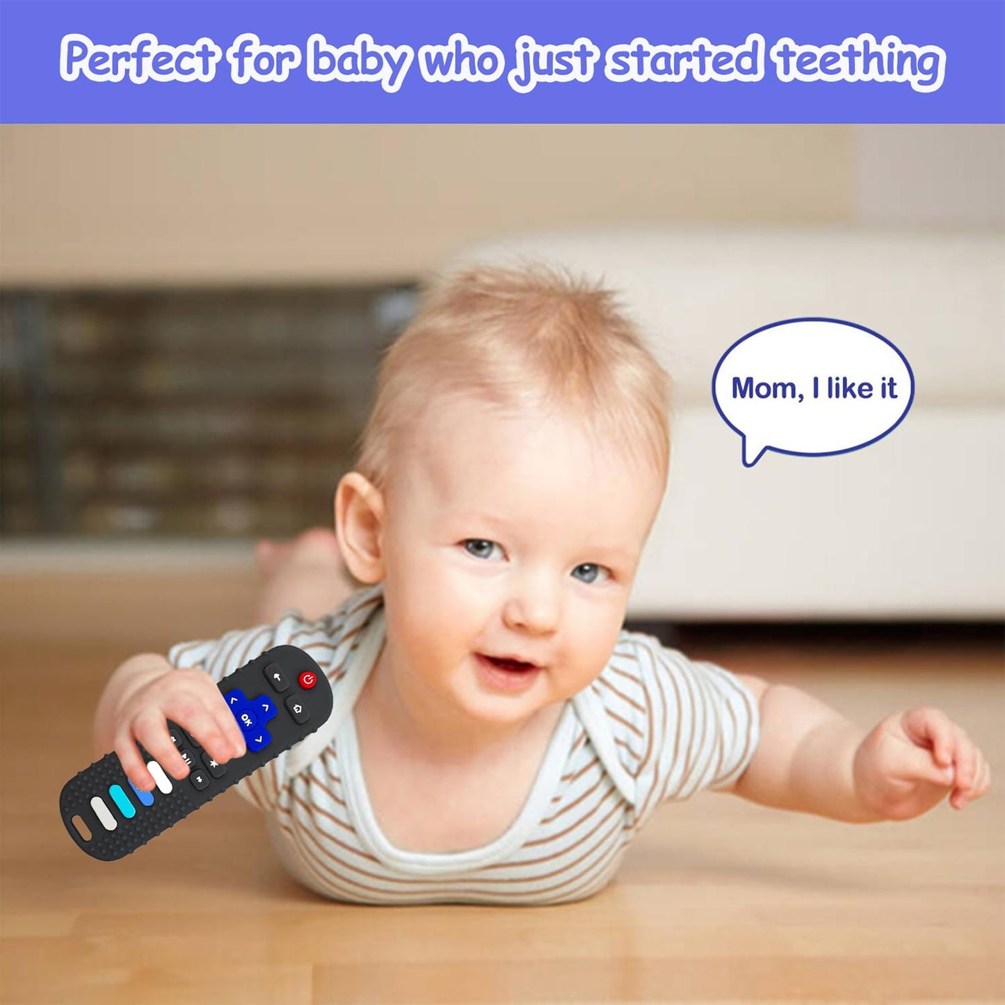 Robbear Baby Teething Toys, Food Grade Silicone Teethers For Babies 3 6 12 18 Months, Tv Remote Shape Infant Chew Toys For Boys