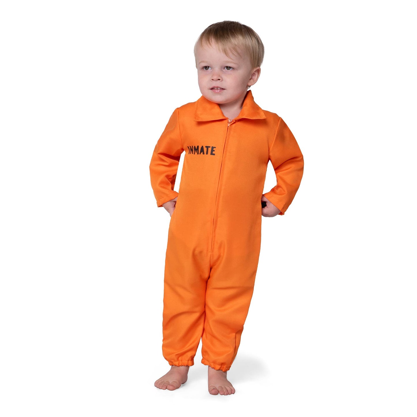 Spooktacular Creations Baby Unisex Jailbird Costume  Jail Prisoner Costume Jumpsuit for Toddler Girls Boys Halloween Dress Up Party (12-18 months)