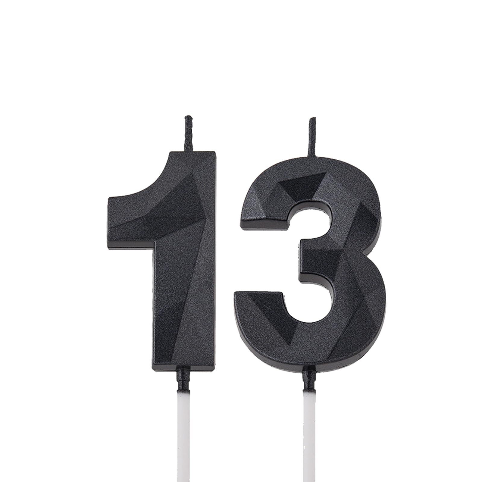 2 inch Black 13 & 31 Birthday Candles, 3D Diamond Number 13rd & 31st Cake Topper for Boys Girls Birthday Party Decorations Theme