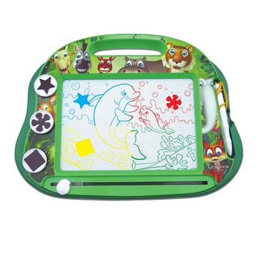 LEXiBOOK, Multicolor Magic Magnetic Animals Drawing Board, Artistic Creative Toy for Girls and Boys, Stylus Pen and Stamps, Gree