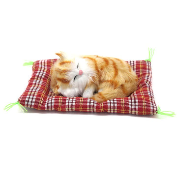 Coolayoung 2Pcs Sleeping Cat on Pad Doll Toy, Cute Mini Kitten on Pad with Meows Sounds Decor Hand Toy Gift for Kids Boys Girls