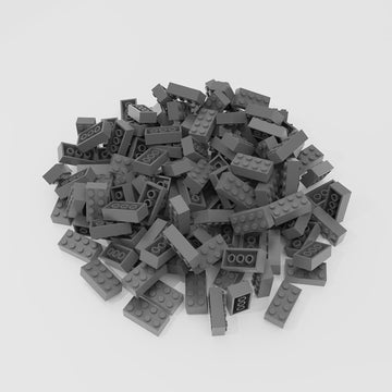 100 Piece Dark Gray Bricks Bulk, Gray 2X4 Building Bricks Flat, Compatible With Lego Parts And Pieces: 2X4 Grey Bricks(Color: Da