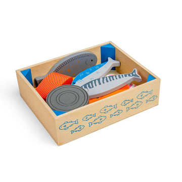 Bigjigs Toys Wooden Seafood Crate - Play Food and Role Play Toys