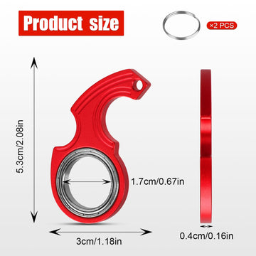 2Pcs Key Chain Spinner Toys 0.67' Inner Diameter With 2Pcs Key Rings, Finger Fidget Keychain Key Ring Spinner Toy Gifts For Kids Adults Finger Exercising Anxiety Relief (Silver, Red)