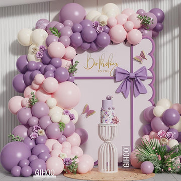 Pink And Purple Balloon Arch Kit 143Pcs Dusty Purple Lavender Pastel Macaron Pink Balloons For Girls Birthday Baby Shower Weddin