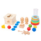 Adena Montessori Play Kit For 9-10 Months Baby,7 In 1 Learning Educational Toys For Toddler,Include Clear Tube With Stacking Rin