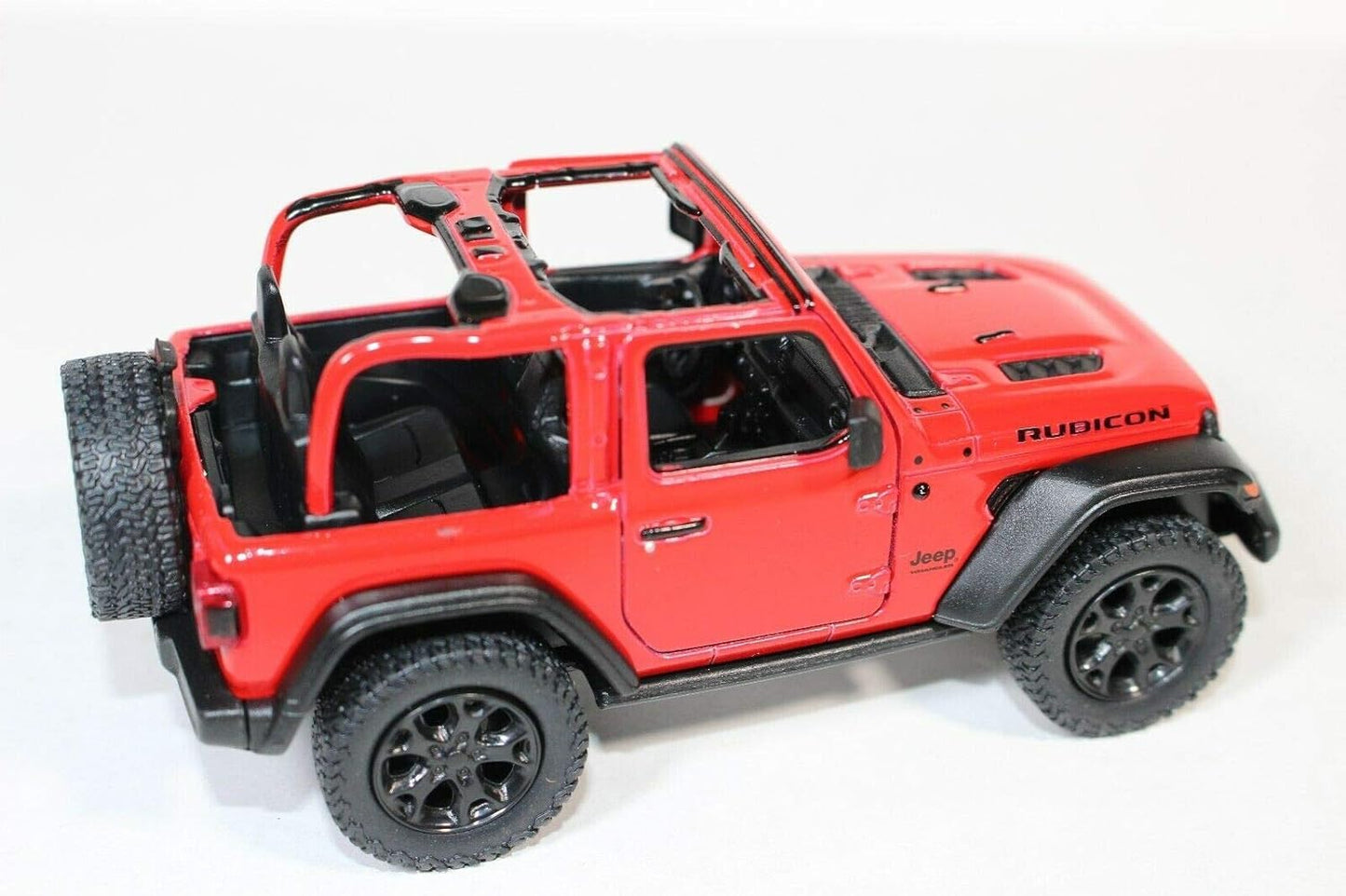 KiNSMART Jeep Wrangler Rubicon 5" Die Cast Metal Model Toy Car - Red Opentop Off Road 4x4