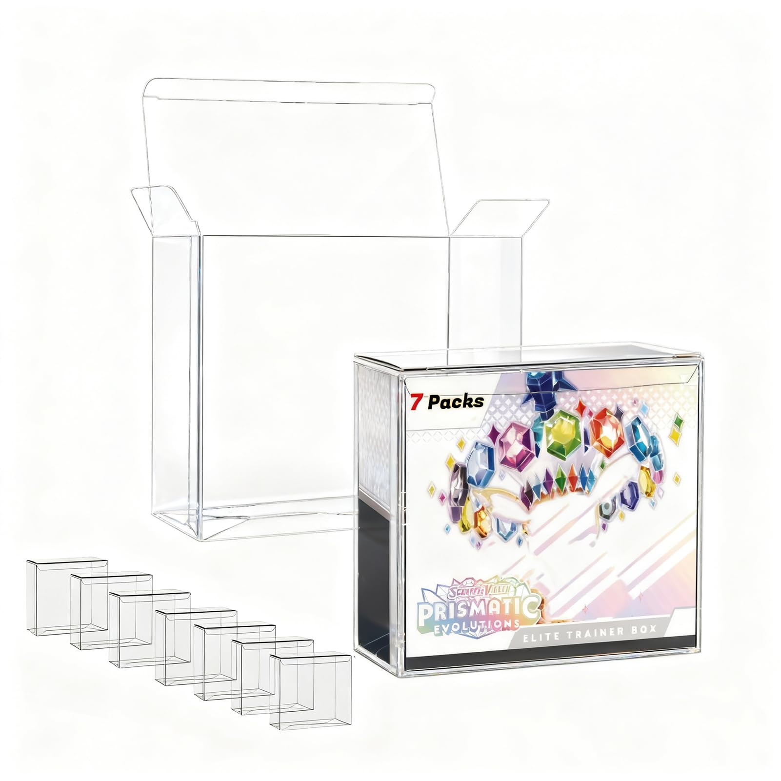 PKMN PET ETB Protector Case (7 Pack) - 0.5mm Thick Clear advanced Trainer Box Protector  Scratch-Resistant Plastic Display Case Compatible with advanced Trainer Boxes