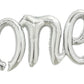 Toniful Silver One Balloons Banner, 42*16 Inch Mylar Foil Script / Cursive Letter One Sign Banner Balloon Bunting Reusable Ecofr