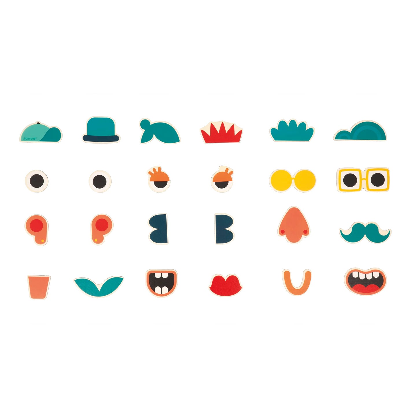 Janod Wooden Magnets - Imagination and Creativity Sets (Funny Faces)