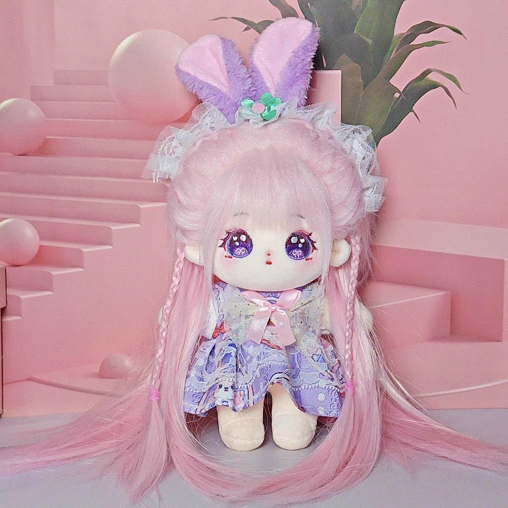 Niannyyhouse 20Cm Plush Doll Long Hair Girl Humanoid Stuffed Body No Attribute 8' Normal Body Wearable Clothing Dress Up Gifts (A-41-With Skeleton)