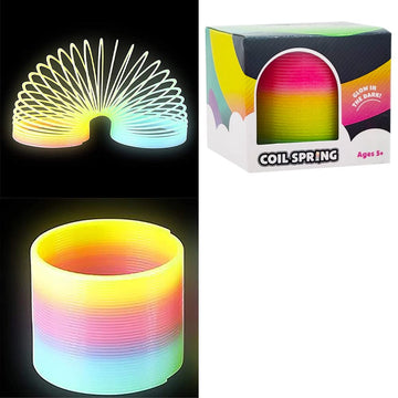 The Dreidel Company Plastic Coil Spring, Glow-In-The-Dark Magic Rainbow Slingy, Party Favor, Birthday Bag Filler, Stocking Stuffers, 3' (80Mm) (Single)