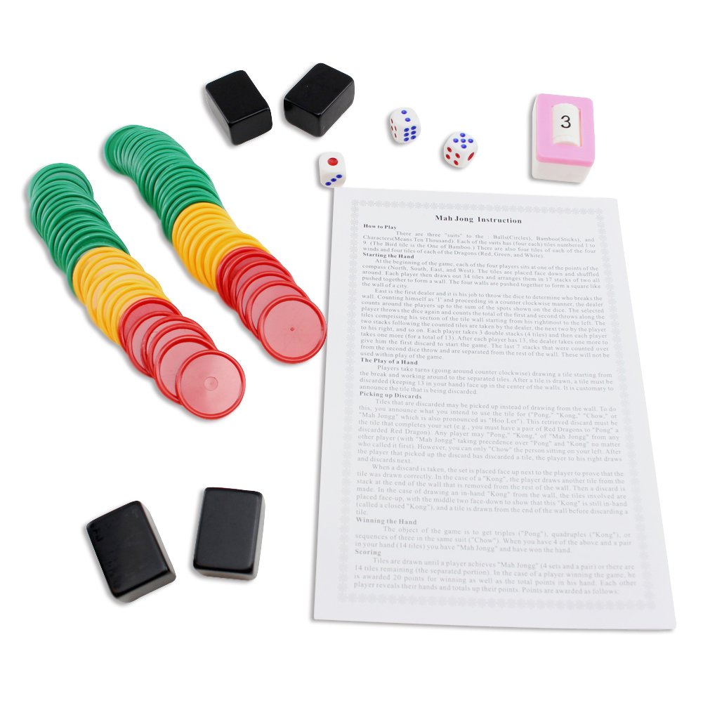 Westinghouse Acrylic Mahjong Set - 144 Black Tiles, 1.25 Inch, Easy-to-Read, Complete Game Set, 6LBS, Birthday Mah-Jongg