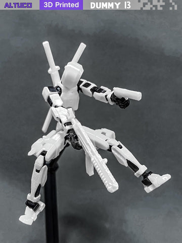 Altuco T13 Action Figure With Lots Of Accessories,3D Printed Multi-Jointed Titan13 Figure,White Dummy 13 Desktop Decorative Toy