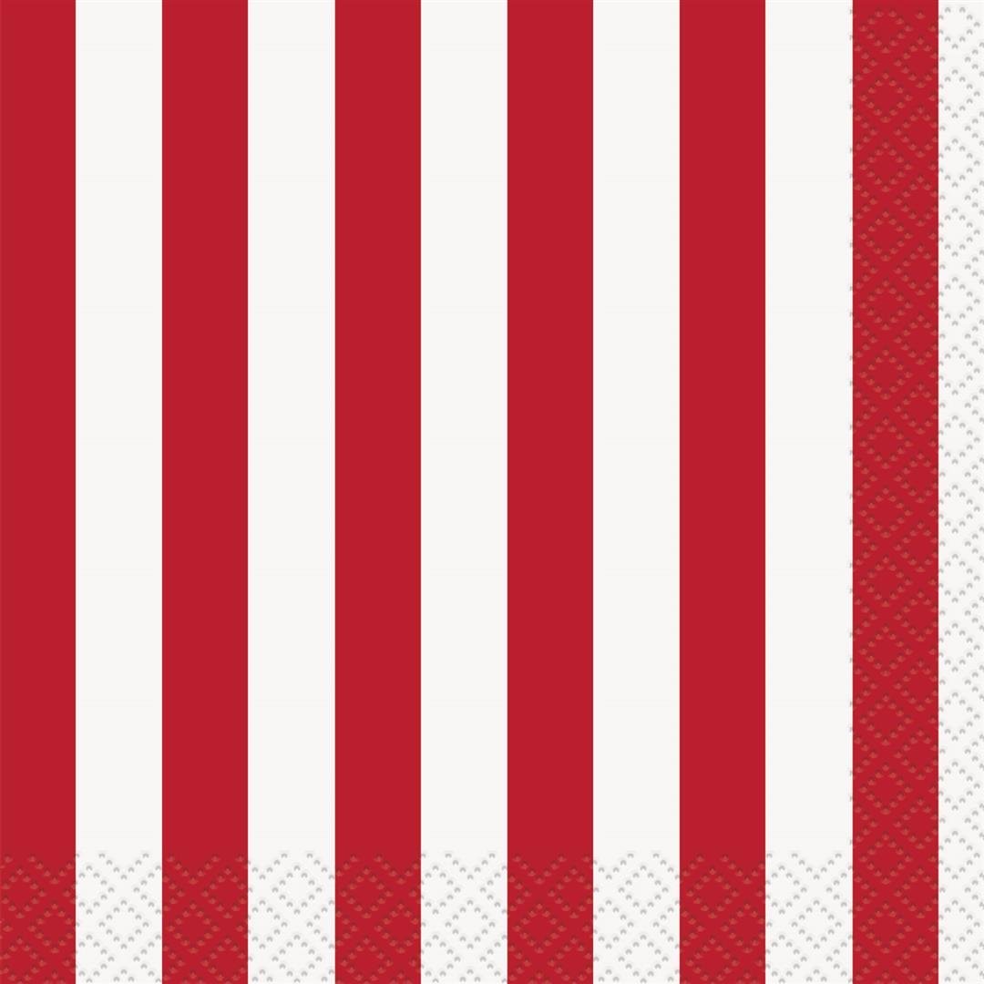 Red Striped Beverage Napkins, 16ct