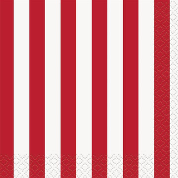 Red Striped Beverage Napkins, 16ct
