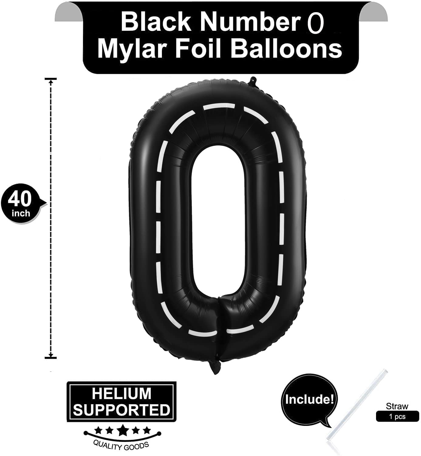 Race Car Number 0 Balloons,40 Inch Racing Car Birthday Balloons Two Fast Balloon Race Track Black 0 Balloon Number For Cars Theme Birthday Party