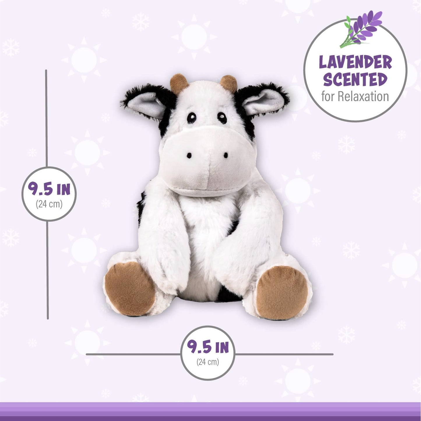 Warm Pals - Callie Cow - 1.5Lbs - Cozy Microwavable Lavender Scented Plush Toys - Heated Stuffed Animal - Heatable Coolable Bedtime Comfort Plushie