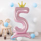 Tellpet Crown Pink Number 5 Balloon With Base For Girls 5Th Birthday Party Decoration
