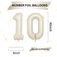 40 Inch Cream Number 10 Balloon, Beige Large 10Th Birthday Balloons, Digital 10 Cream White Giant 10 Foil Balloon For Boys Girls