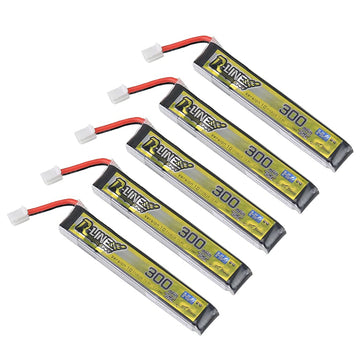 Sologood Tattu 5Pcs 300Mah 1S Battery 3.8V 75C Fpv Lipo Battery With Ph2.0 Plug Connector For Fpv Tiny Whoop 1S Brushless Whoop 