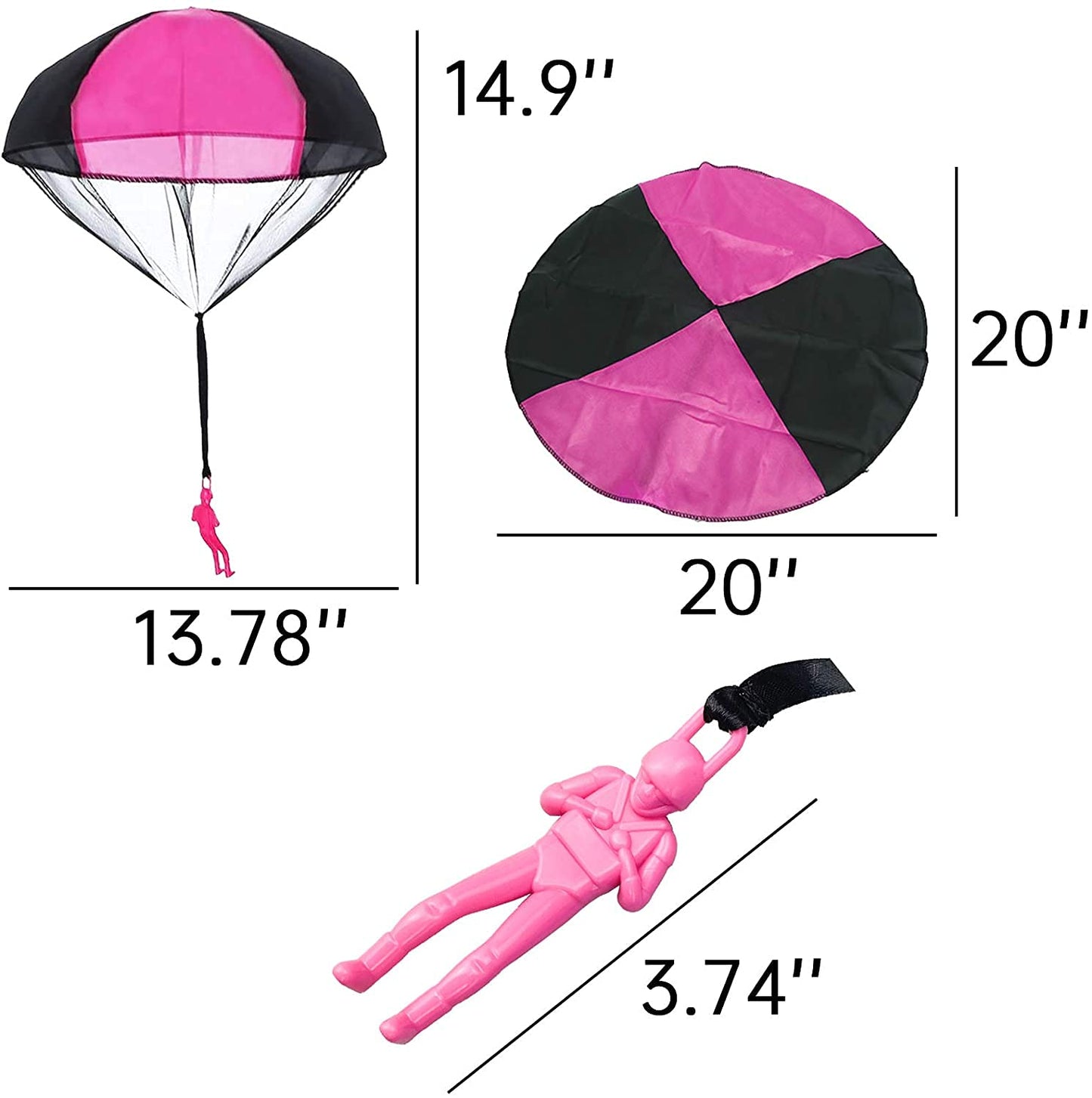 NANASO Parachute Toy  No Tangle Throw tossing Parachute Men  Outdoor Children's Paratrooper Toy  Hand Throw Parachute Army Man (Red Yellow Blue Rose Red Orange Green Army Green Camouflage)