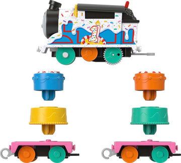 Thomas & Friends Motorized Toy Train, Wobbly Cake Thomas Engine With Cargo Cars & Pieces For Pretend Play Preschool Kids Ages 3+ Years