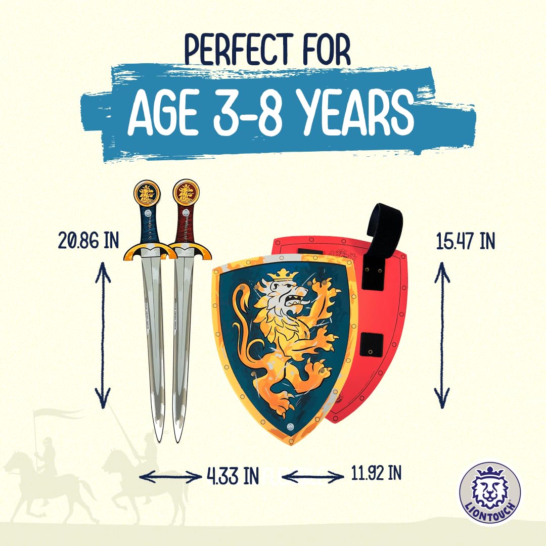 Liontouch - Noble Knight Foam decorative replica blades & Shields For Two Kids  Blue/Red - Age 3-8 years | Durable & Safe Foam Medieval Toy Set |  & Battle Accessories For Pretend Play  Dress Up & Knight Costumes